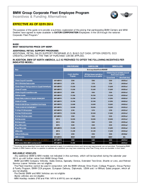 BMW Group Corporate Fleet Employee Program Customer Information Form
