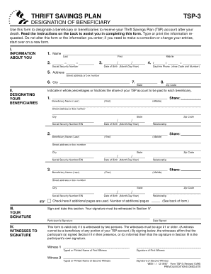 Thrift Savings Plan Beneficiary Designation Form