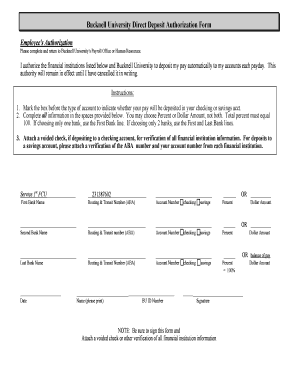 Bucknell University Direct Deposit Authorization Form