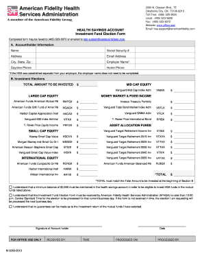 Health Savings Account Investment Fund Election Form