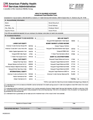 Health Savings Account Investment Fund Election Form