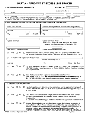 Affidavit by Excess Line Broker