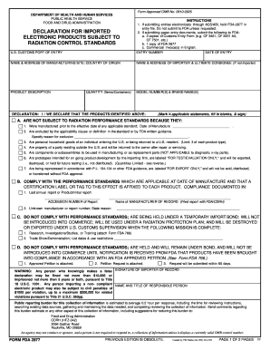 FDA 2877 Declaration for Imported Electronic Products