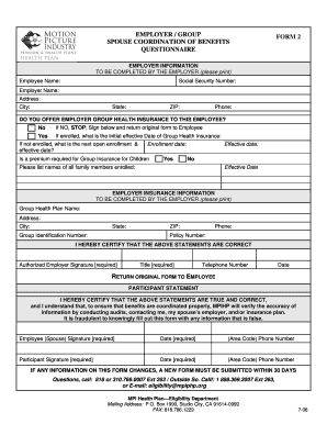 Spouse Coordination of Benefits Questionnaire