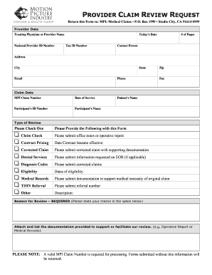Provider Claim Review Request