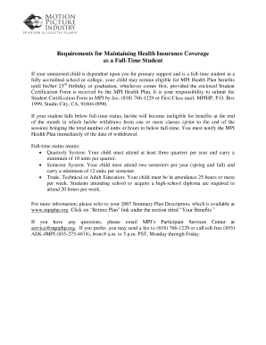 MPI Health Plan Student Certification Form
