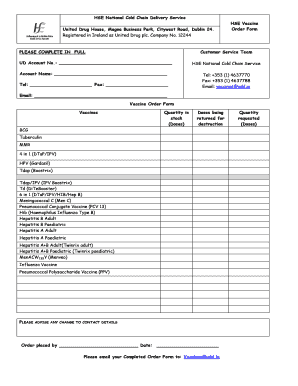 HSE Vaccine Order Form