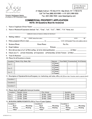 Commercial Property Insurance Application