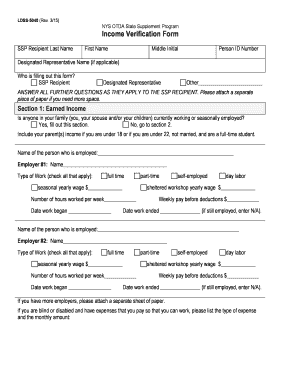 NYS OTDA State Supplement Program Income Verification Form
