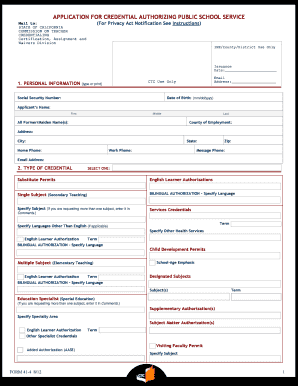 California Teacher Credential Application