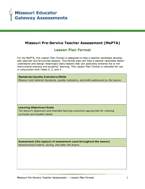 Missouri Pre-Service Teacher Assessment Lesson Plan