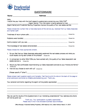 Real Estate Agent Feedback Questionnaire