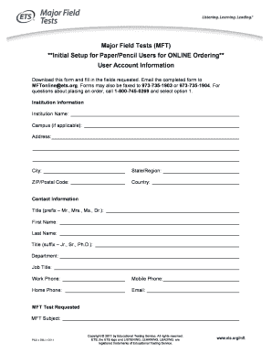 Major Field Tests Online Order Form