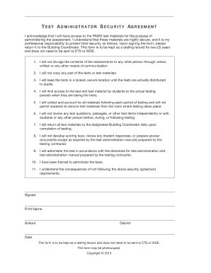 Test Administrator Security Agreement