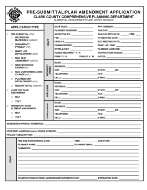 PRE-SUBMITTALPLAN AMENDMENT APPLICATION - clarkcountynv