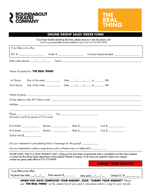 Roundabout Theatre Group Sales Order Form