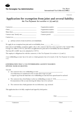 Norwegian Tax Exemption Application