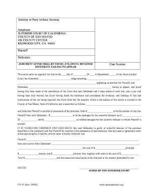 California Unlawful Detainer Judgment Form