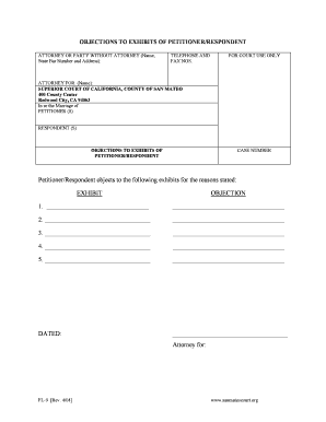 Objections to Exhibits