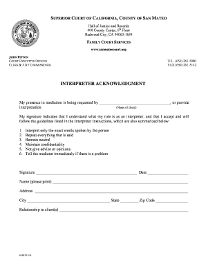 California Interpreter Acknowledgement Form
