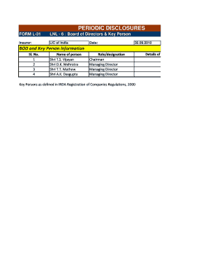 Board of Directors and Key Person Disclosure Form