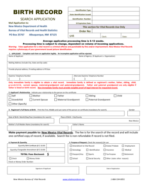 New Mexico Birth Record Search Application