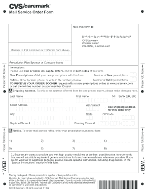 CVS Caremark Mail Service Order Form