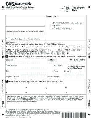 CVS/caremark Mail Service Order Form
