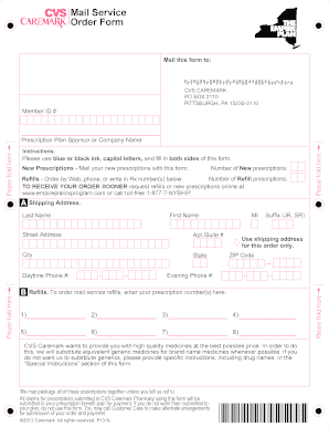 CVS Caremark Prescription Order Form