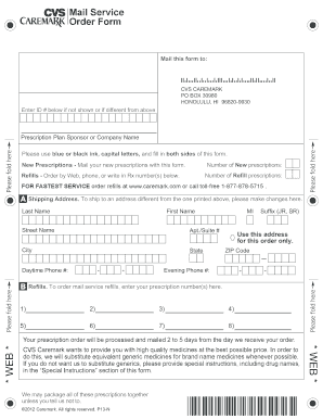 CVS Caremark Prescription Order Form