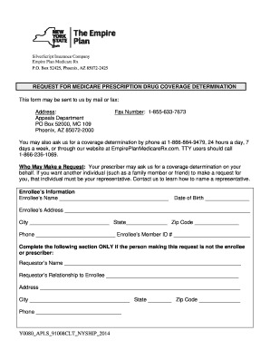 Medicare Prescription Drug Coverage Determination Request