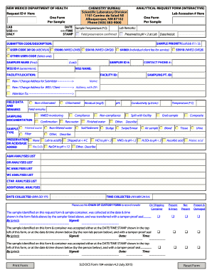 New Mexico Analytical Request Form