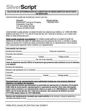 Solicitud de Determinación de Cobertura de Medicamentos Recetados de Medicare
