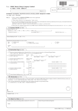 HSBC Internet Banking Maintenance/Cancellation Request Form