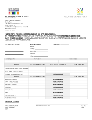 New Mexico Vaccine Order Form