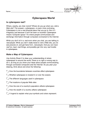 Cyberspace World Activity Sheet