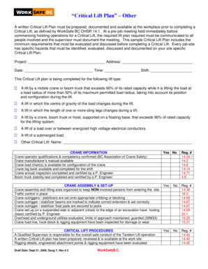 Critical Lift Plan Template