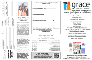 Grace Baptist Church Service Bulletin