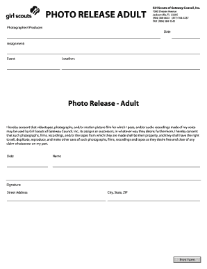 Girl Scouts Adult Photo Release