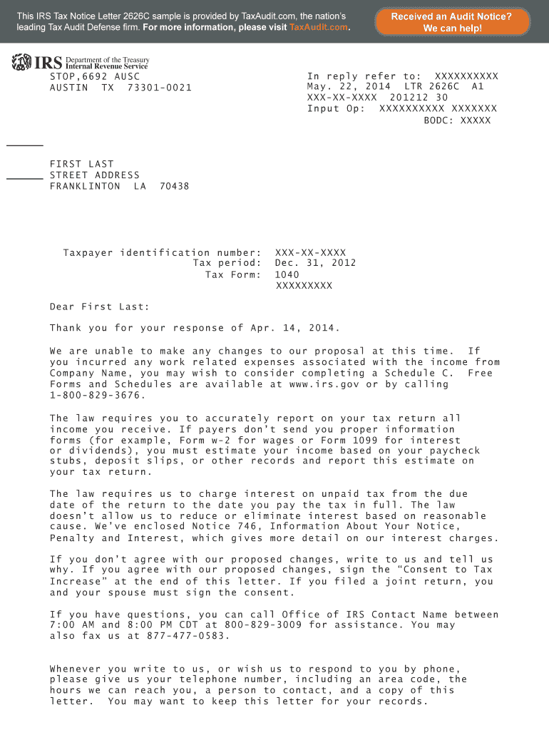 Irs Letter 21c - Fill Online, Printable, Fillable, Blank  pdfFiller With Irs Response Letter Template