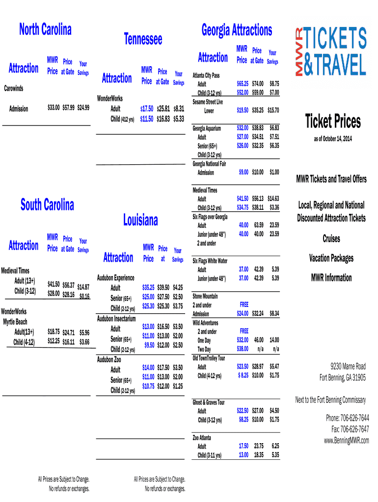 Fillable Online MWR Price Fax Email Print pdfFiller