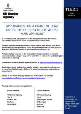 UK Tier 1 Post-Study Work Visa Application