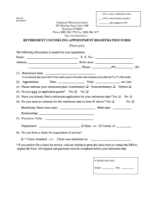 ERS-FSF Retirement Counseling Appointment Form