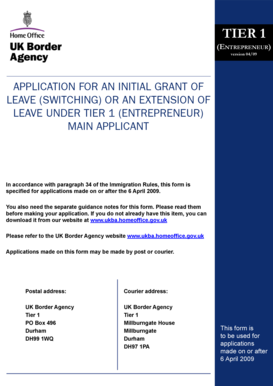 Tier 1 Entrepreneur Application Form