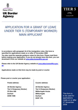 UK Tier 5 Temporary Worker Application Form