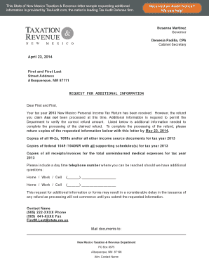 New Mexico Tax Audit Request Letter