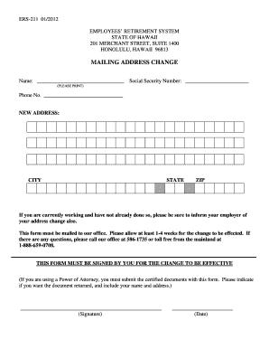 Hawaii Mailing Address Change Form