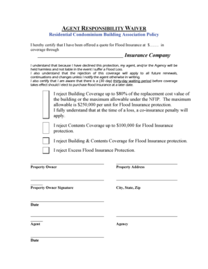 Residential Condominium Flood Insurance Waiver