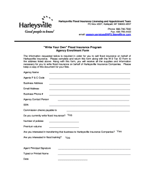 Harleysville Flood Insurance Agency Enrollment Form