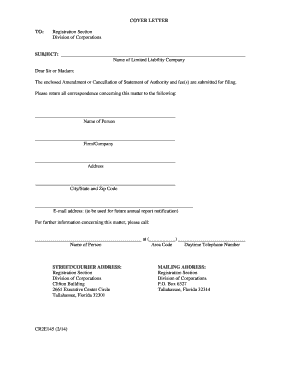 Amendment or Cancellation of Statement of Authority